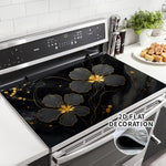 Protector decorativo para estufa – flor negra y dorada