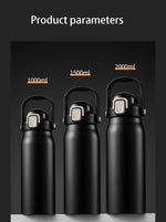 Termo deportivo térmico de acero inoxidable con pajilla – 1 L, 1.5 L y 2 L