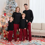 Pijamas familiares navideños con pantalón a cuadros – manga larga