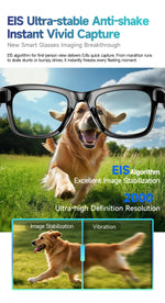Gafas inteligentes AI con cámara 8 MP – video, traducción, Bluetooth y música