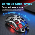 Mouse gamer inalámbrico tri-modo 8,000 DPI – RGB, 70 g y 5 botones programables