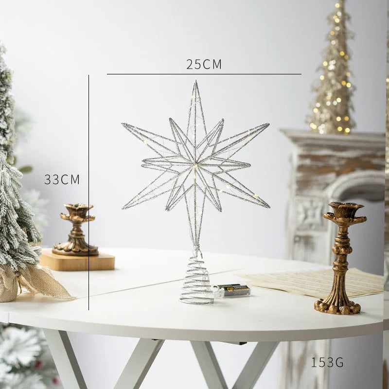 Estrella LED decorativa para árbol de Navidad – dorado y plateado