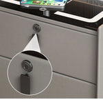 Mesa de noche inteligente con carga inalámbrica, LED, USB y cerradura de huella