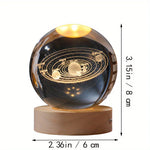 Bola de cristal 3D del sistema solar con luz LED – Saturno, galaxia y más