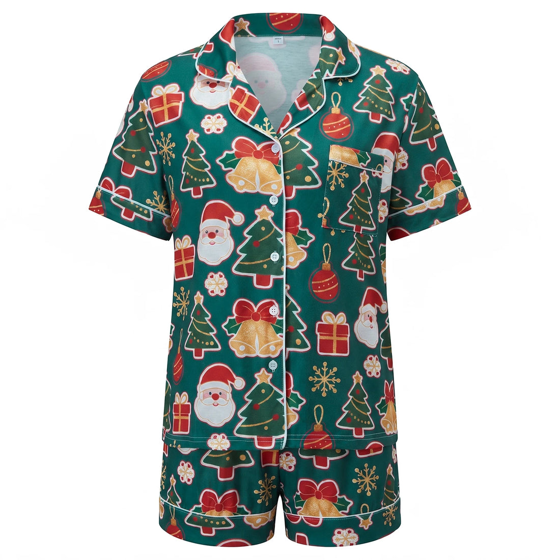 Pijamas familiares navideños de manga corta – camiseta y shorts