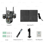 Cámara solar 4 lentes 4G/eSIM – zoom 60X, seguimiento humano y batería 31,200 mAh
