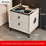 Mesa de noche inteligente con carga inalámbrica, LED, USB y cerradura de huella