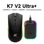 MCHOSE K7 V2 – mouse gamer inalámbrico PAW3955, 50K DPI, Dual 8K y base de carga