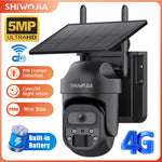 SHIWOJIA 5MP 3K – cámara solar PTZ 4G/WiFi con visión nocturna y detección humana