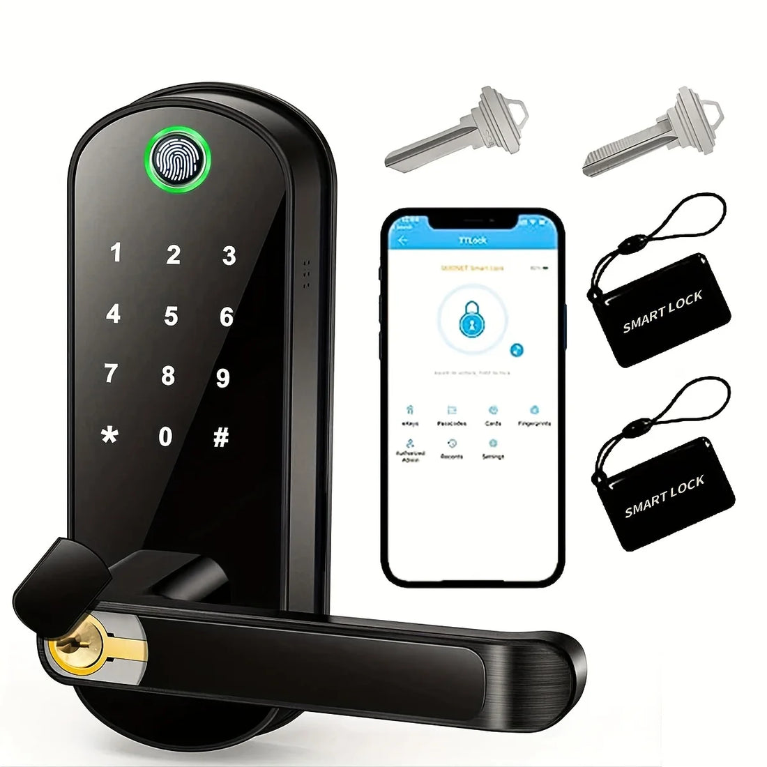 Cerradura inteligente WiFi IP67 – huella, app, NFC y teclado táctil
