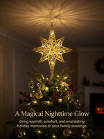 LED Bethlehem Star Christmas Tree Topper – Silver & Gold Glitter