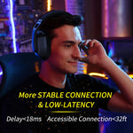 BINNUNE – audífonos gamer inalámbricos 2.4 GHz + Bluetooth con micrófono