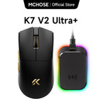 MCHOSE K7 V2 – mouse gamer inalámbrico PAW3955, 50K DPI, Dual 8K y base de carga