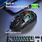 Mouse gamer inalámbrico tri-modo 8,000 DPI – RGB, 70 g y 5 botones programables