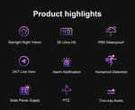Cámara solar PTZ 8MP 2K 4G – visión nocturna y detección humana iCSee