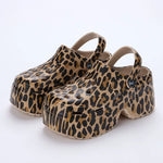Zuecos chunky de plataforma alta para mujer – leopardo y estampados