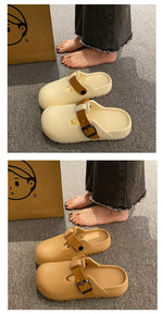 SmilePoP New Women Clogs Garden Slippers Outdoor EVA Beach Slippers Light Easy Clean Kitchen shoes With Buckle Flat Slippers