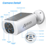ANRAN 3MP – kit de cámaras solares WiFi para exterior con visión nocturna a color