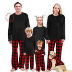 Pijamas familiares navideños con pantalón a cuadros – manga larga