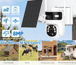 Cámara solar 8MP 4K 4G PTZ – doble lente, batería y detección PIR