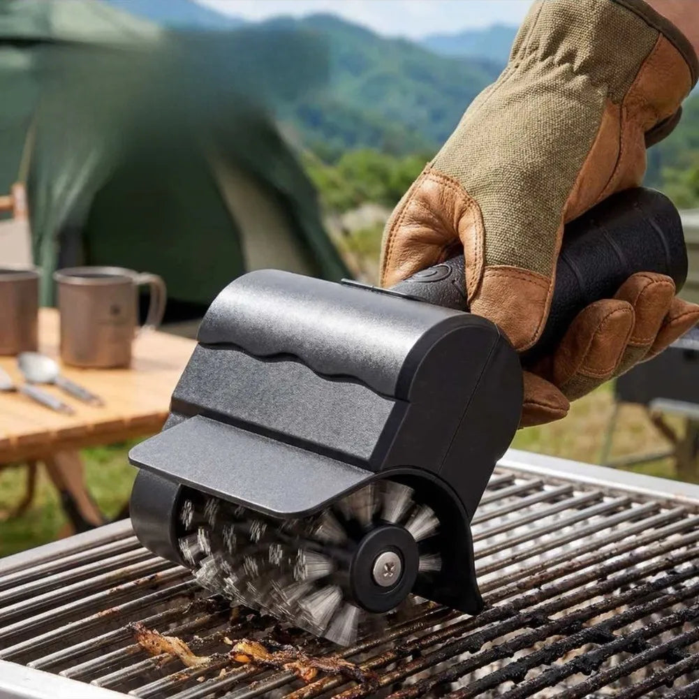 Cepillo eléctrico para parrilla BBQ – rodillo de acero inoxidable y carga USB