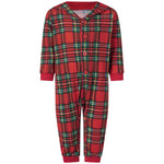 Pijamas familiares navideños a cuadros rojos – camisa y pantalón