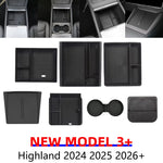 Organizadores de consola para Tesla Model 3 Highland 2025 – cajas, portavasos y bandejas