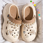 Zuecos DIY con cadena de perlas para mujer – plataforma chunky