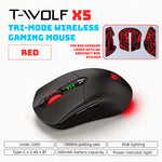 Red Tri-Mode Wireless Gaming Mouse 12,800 DPI – RGB & 1000 Hz