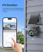 SHIWOJIA 5MP 3K – cámara solar 4G/WiFi PTZ con visión nocturna y detección PIR