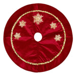 Falda roja de terciopelo para árbol – copos dorados