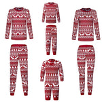 Pijamas familiares navideños con reno rojo – adultos, niños y bebé