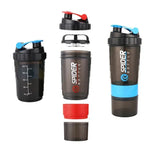 Shaker deportivo 3 en 1 para proteína – 550 ml con compartimentos