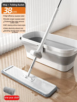 38 cm 360° Flat Spin Mop with Folding Bucket