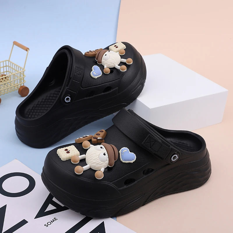 Sandalias tipo zueco de plataforma 6 cm para mujer