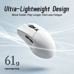 Mouse gamer inalámbrico 61 g – tri-modo, 12,800 DPI y 1000 Hz