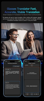 Gafas inteligentes AI con cámara 8 MP – video, traducción, Bluetooth y música