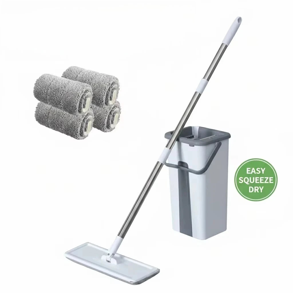 360° Flat Mop with Separate Wash & Wring Bucket