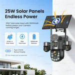 Cámara solar 4 lentes 4G/eSIM – zoom 60X, seguimiento humano y batería 31,200 mAh