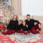Pijamas familiares navideños con pantalón a cuadros – manga larga