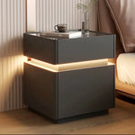 Mesa de noche inteligente con luz de sensor, carga inalámbrica y 3 cajones