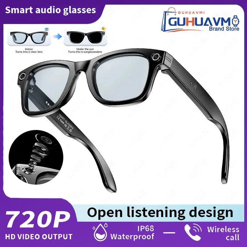 Gafas inteligentes AI con cámara 8 MP – video, traducción, Bluetooth y música