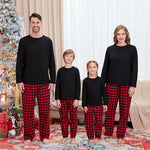 Pijamas familiares navideños con pantalón a cuadros – manga larga