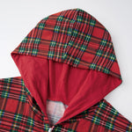 Pijamas familiares navideños a cuadros rojos – camisa y pantalón