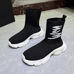 Tenis tipo calcetín unisex – caña alta, tejido de punto y suela gruesa
