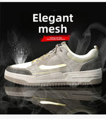 Tenis casuales de malla y cuero para hombre – suela gruesa antideslizante