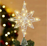 LED Bethlehem Star Christmas Tree Topper – Silver & Gold Glitter