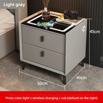Mesa de noche inteligente con carga inalámbrica, LED, USB y cerradura de huella