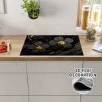 Protector decorativo para estufa – flor negra y dorada