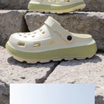 Women Black Platform Clogs Sandals - 2026 Summer Thick Sole Non-slip Garden Shoes - Breathable EVA Beach Slippers for Outdoor